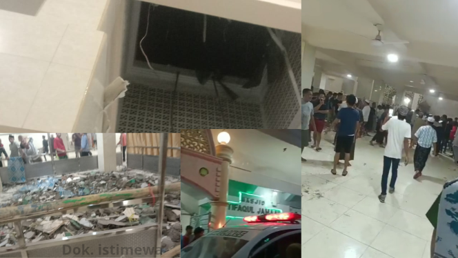 
 BREAKING NEWS: Kubah Masjid Ittifaqul di Makassar Roboh