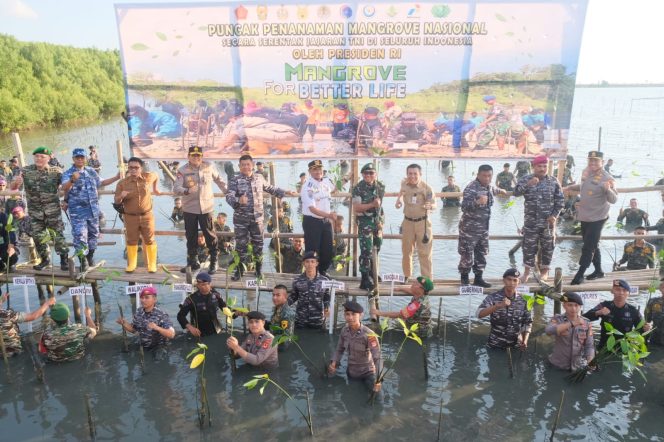 
 Kapolda Sulsel Hadiri Penanaman Mangrove Nasional di Kampung Bahari