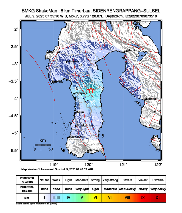 
 Gempabumi M 4,7 Guncang Wajo Tidak Berpotensi Tsunami