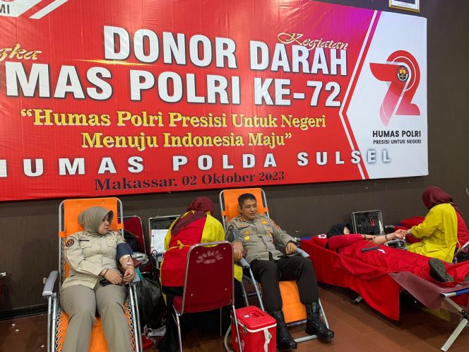 
 Sambut HUT ke-72 Humas Polri, Bidhumas Polda Sulsel Gelar Aksi Donor Darah