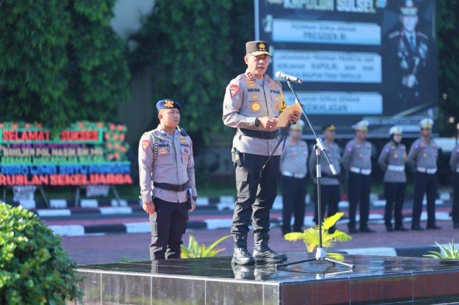 
 Kapolda Sulsel Pimpin Apel Gelar Pasukan Patuh Pallawa 2024