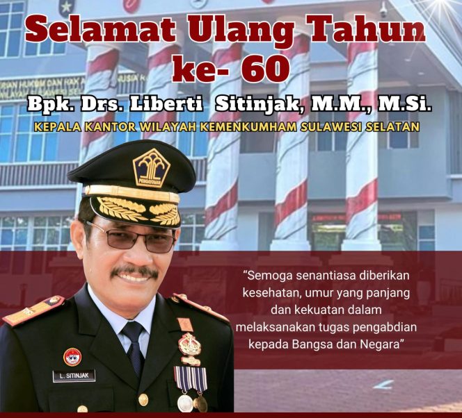 
 Kepala Lapas Parepare Ucapkan Selamat Ulang Tahun Liberti Sitinjak, Sebut Seorang Pemimpin yang Cerdas, Berintegritas Dan Bertalenta