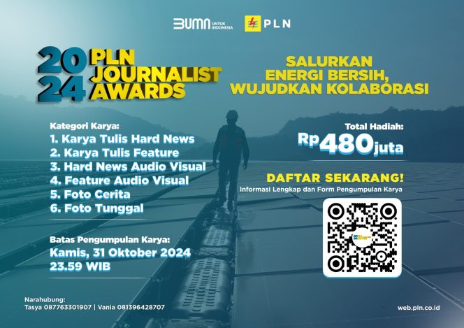 
 Pendaftaran PLN Journalist Award 2024 Tinggal Sebulan Lagi, Kirimkan Karya Jurnalistik Terbaikmu!