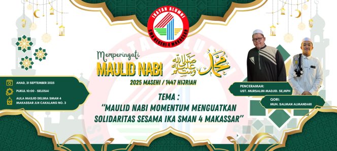 
 Peringatan Maulid Nabi di Aula Masjid Nur Delima, IKA SMAPAT Hadirkan 30 Angkatan