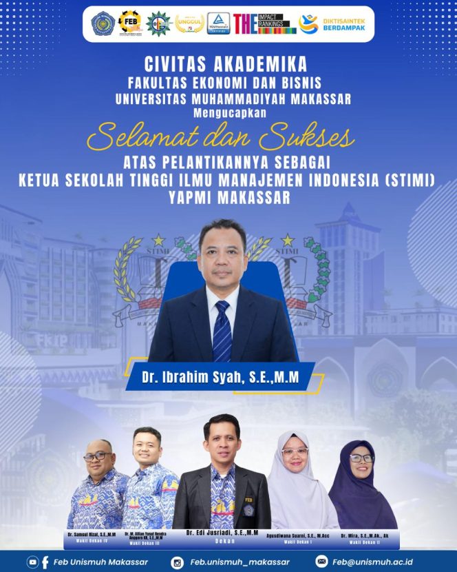 
 IKA Unismuh dan Civitas Akademika FEB Unismuh Ucapkan Selamat kepada Ketua STIMI YAPMI Makassar