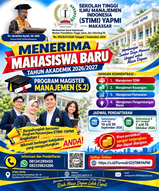 
 S2 Magister Manajemen STIMI Yapmi Makassar Terima Mahasiswa Baru 2026/2027